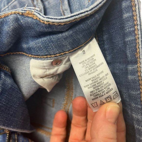 Aero Shorts Womens Size 2 Blue High Rise Midi Stretch Denim Distressed - Picture 5 of 7